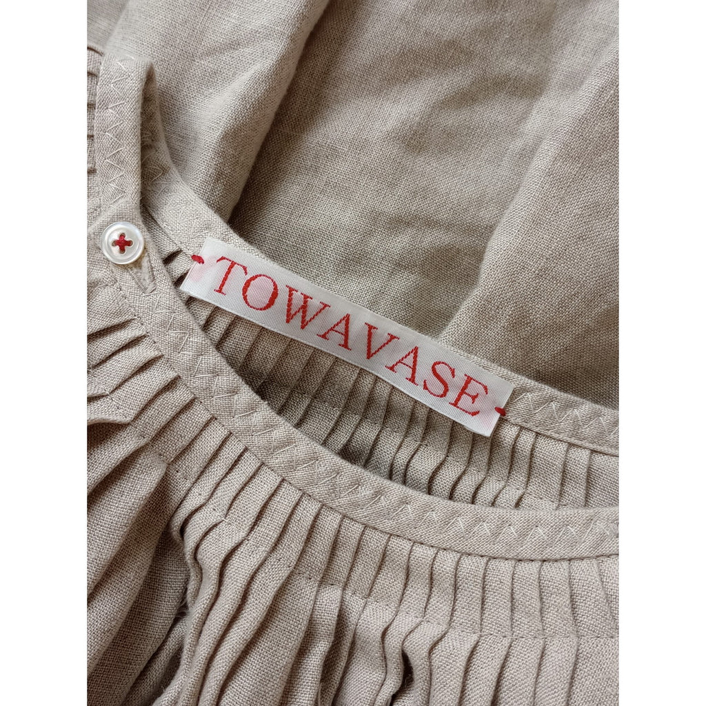 TOWAVASE トワヴァーズ Sashiko ブラウス トップス 刺し子 手 刺繍 リネン 生成り【中古】