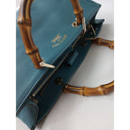 GUCCI グッチ バンブーショッパー 2WAY ショルダーバッグ ミディアム ハンドバッグ ブルー 【中古】