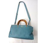 GUCCI グッチ バンブーショッパー 2WAY ショルダーバッグ ミディアム ハンドバッグ ブルー 【中古】