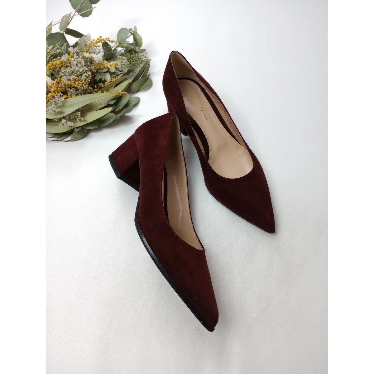 gianvito rossi ジャンヴィト ロッシ スエード パンプス 靴  37 1/2  ワインレッド 【中古】