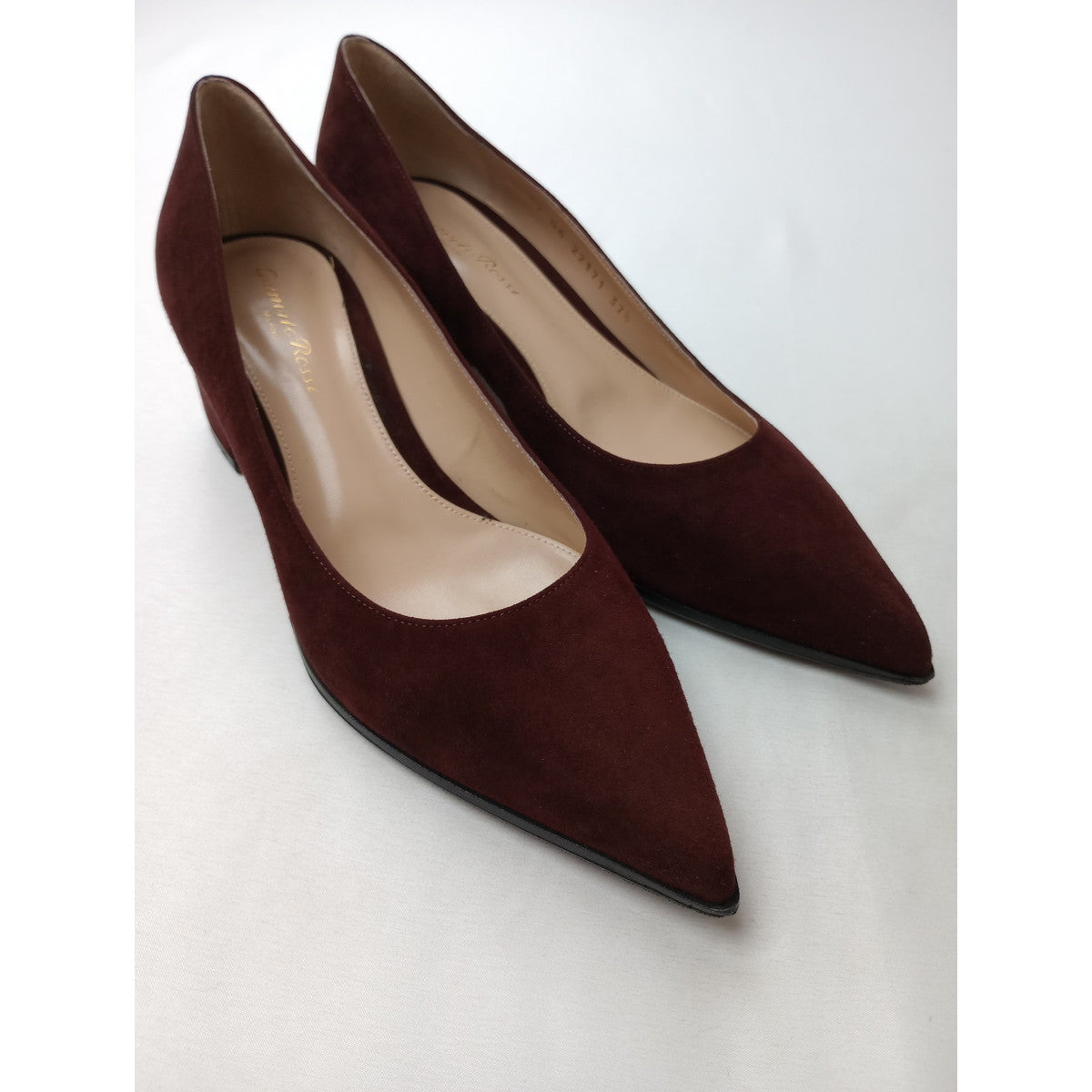 gianvito rossi ジャンヴィト ロッシ スエード パンプス 靴  37 1/2  ワインレッド 【中古】