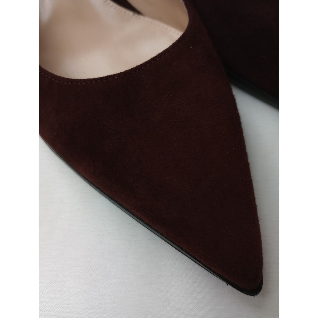 gianvito rossi ジャンヴィト ロッシ スエード パンプス 靴  37 1/2  ワインレッド 【中古】