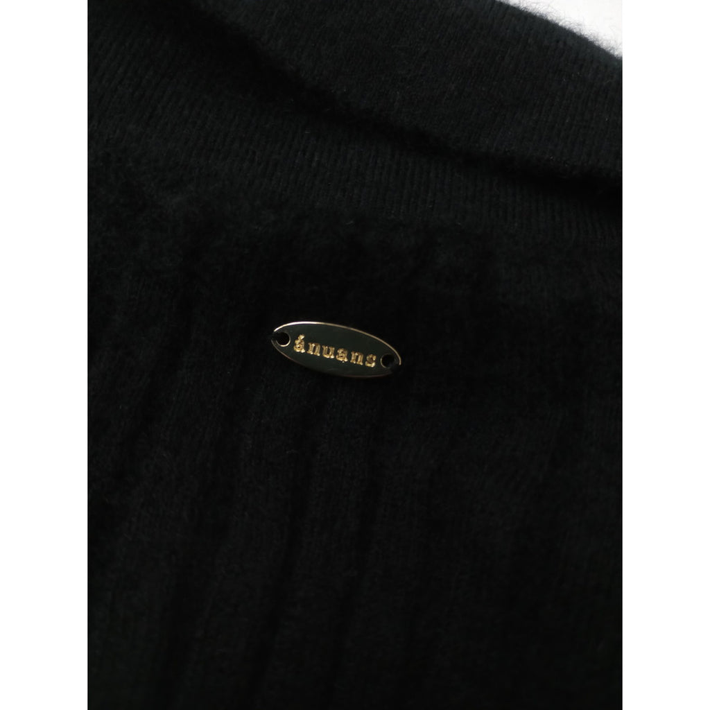 anuans アニュアンス カシミヤ100ニットシャツカーディガン 黒 ブラック 【中古】