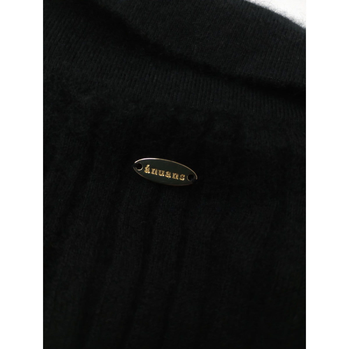anuans アニュアンス カシミヤ100ニットシャツカーディガン 黒 ブラック 【中古】