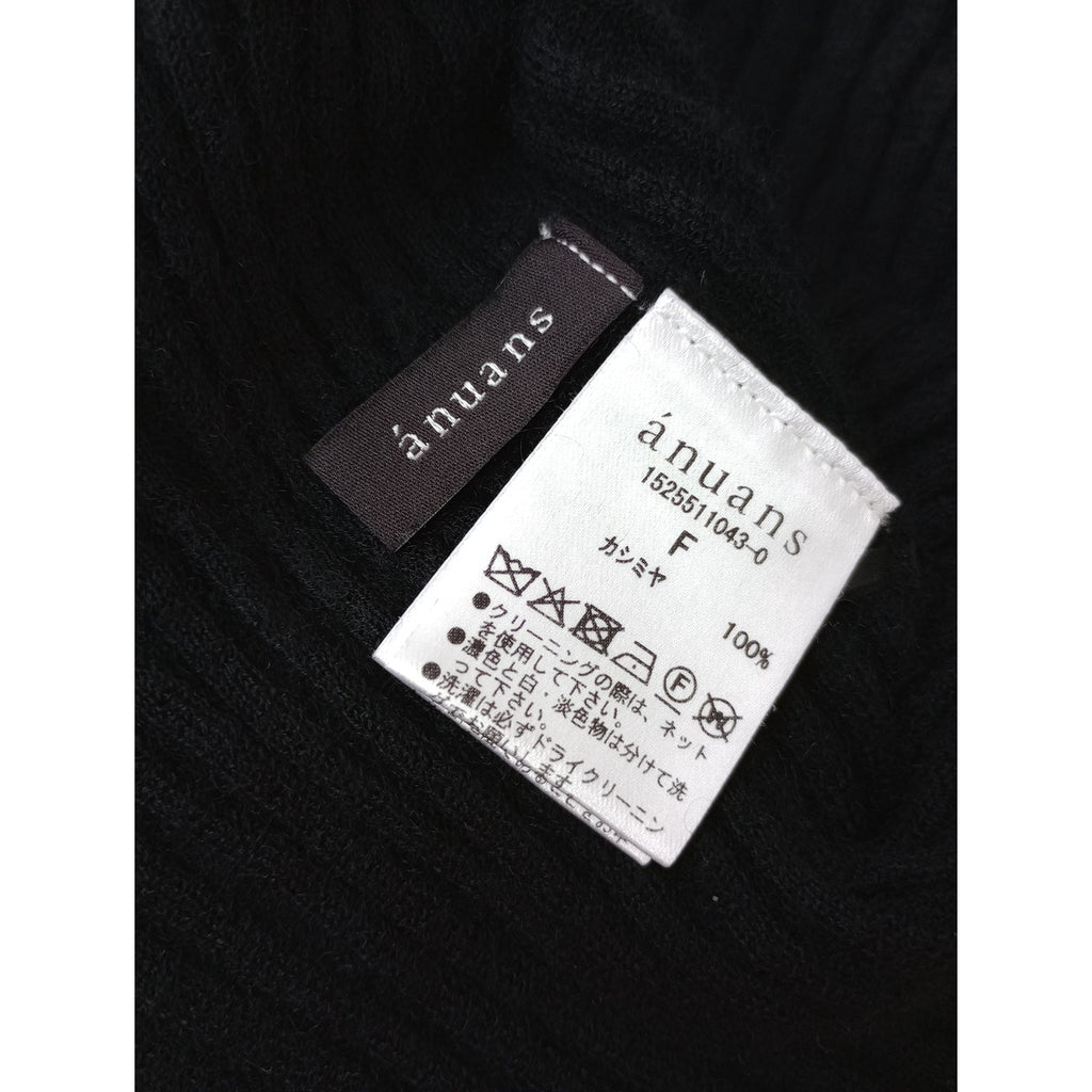 anuans アニュアンス カシミヤ100ニットシャツカーディガン 黒 ブラック 【中古】