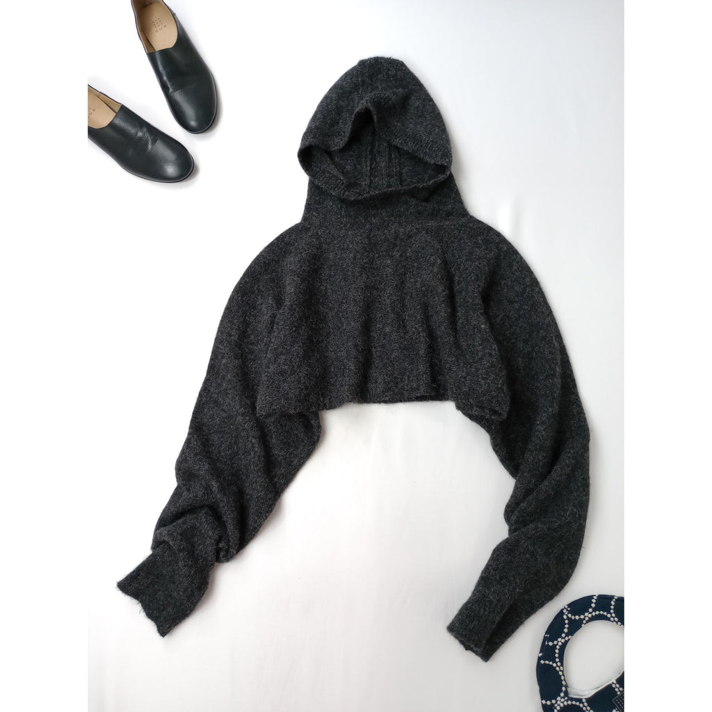 blurhms ブラームス Alpaca Knit Balaclava Short P/O  アルパカ  ニット レイヤード  トップス    フード  バラクラバ  グレー 0 (6M＋0850)【中古】