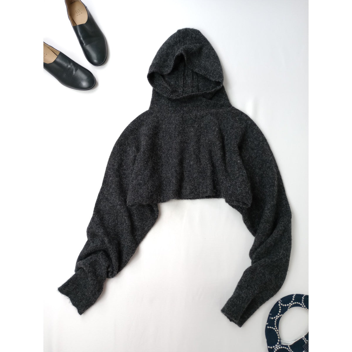 blurhms ブラームス Alpaca Knit Balaclava Short P/O  アルパカ  ニット レイヤード  トップス    フード  バラクラバ  グレー 0 (6M＋0850)【中古】