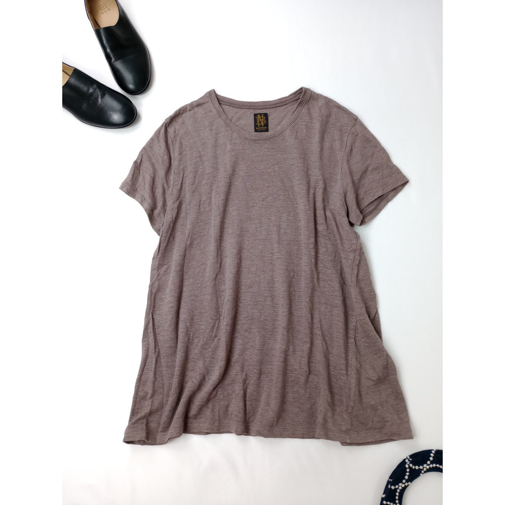 BATONER バトナー LINEN ALINE T-SHIRT リネン 麻 100％ Aライン Tシャツ  くすみブラウン【中古】