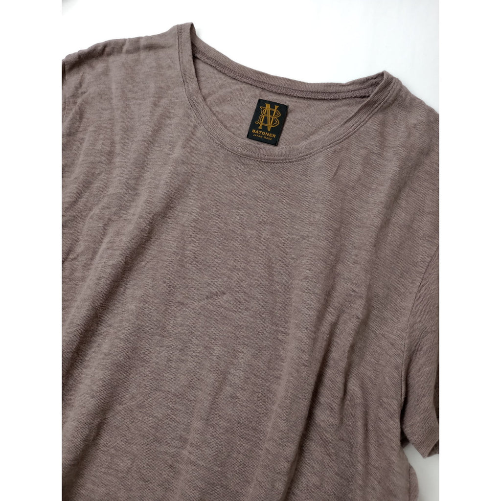 BATONER バトナー LINEN ALINE T-SHIRT リネン 麻 100％ Aライン Tシャツ  くすみブラウン【中古】