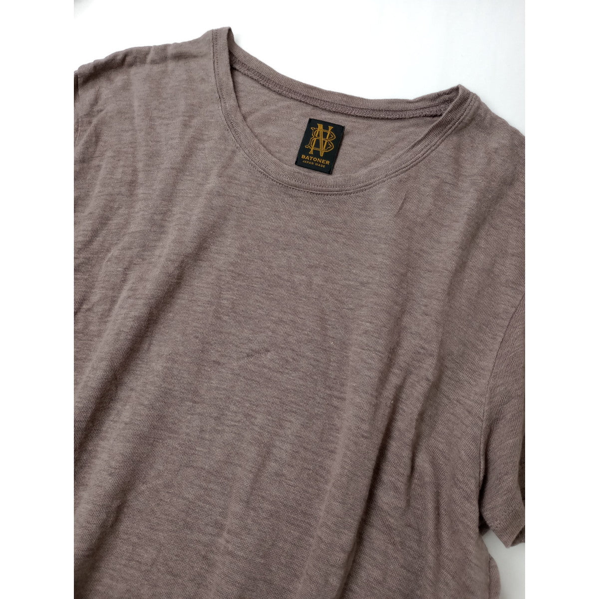 BATONER バトナー LINEN ALINE T-SHIRT リネン 麻 100％ Aライン Tシャツ  くすみブラウン【中古】