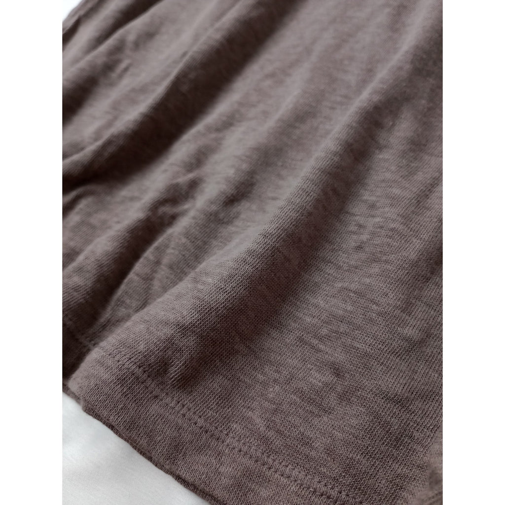 BATONER バトナー LINEN ALINE T-SHIRT リネン 麻 100％ Aライン Tシャツ  くすみブラウン【中古】