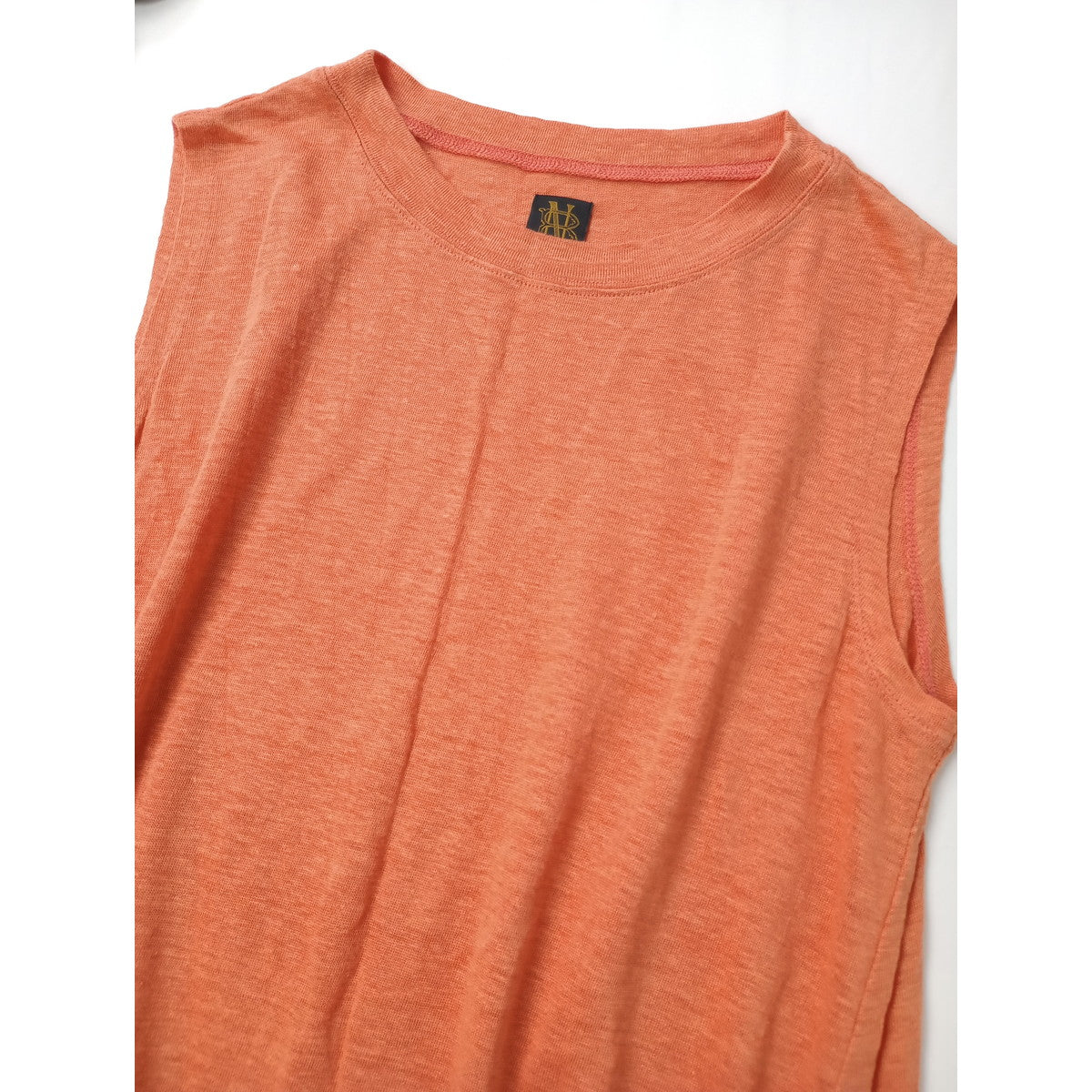 BATONER バトナー LINEN ALINE NO–SLEEVE リネン 麻 100％ Aライン ノースリーブ  トップスオレンジ  【中古】