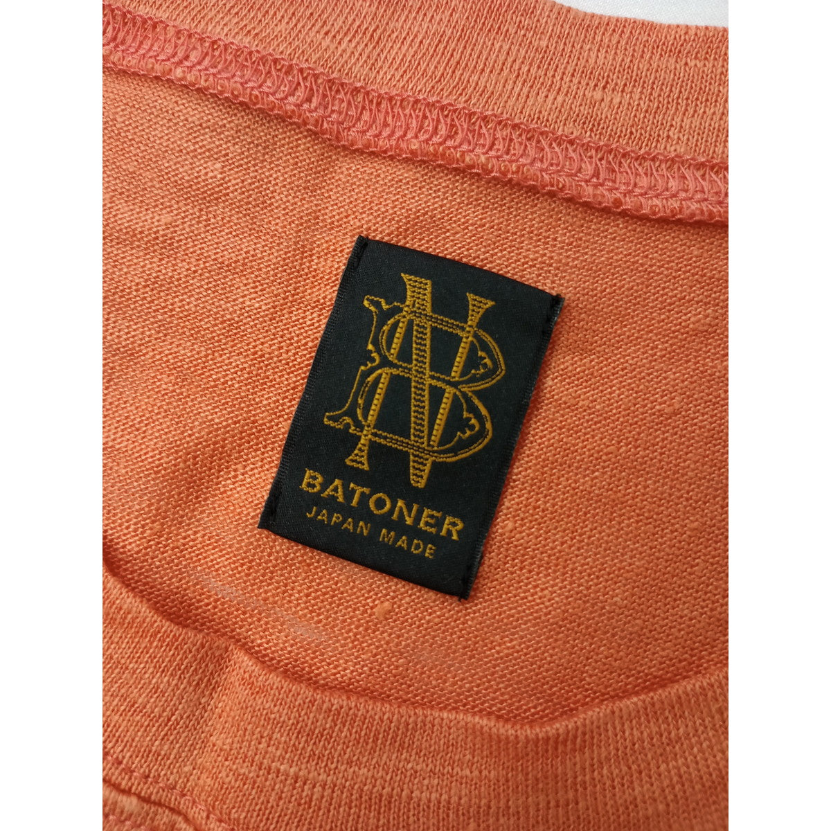 BATONER バトナー LINEN ALINE NO–SLEEVE リネン 麻 100％ Aライン ノースリーブ  トップスオレンジ  【中古】