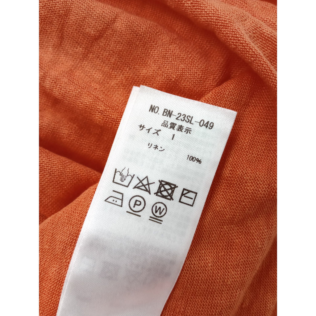 BATONER バトナー LINEN ALINE NO–SLEEVE リネン 麻 100％ Aライン ノースリーブ  トップスオレンジ  【中古】