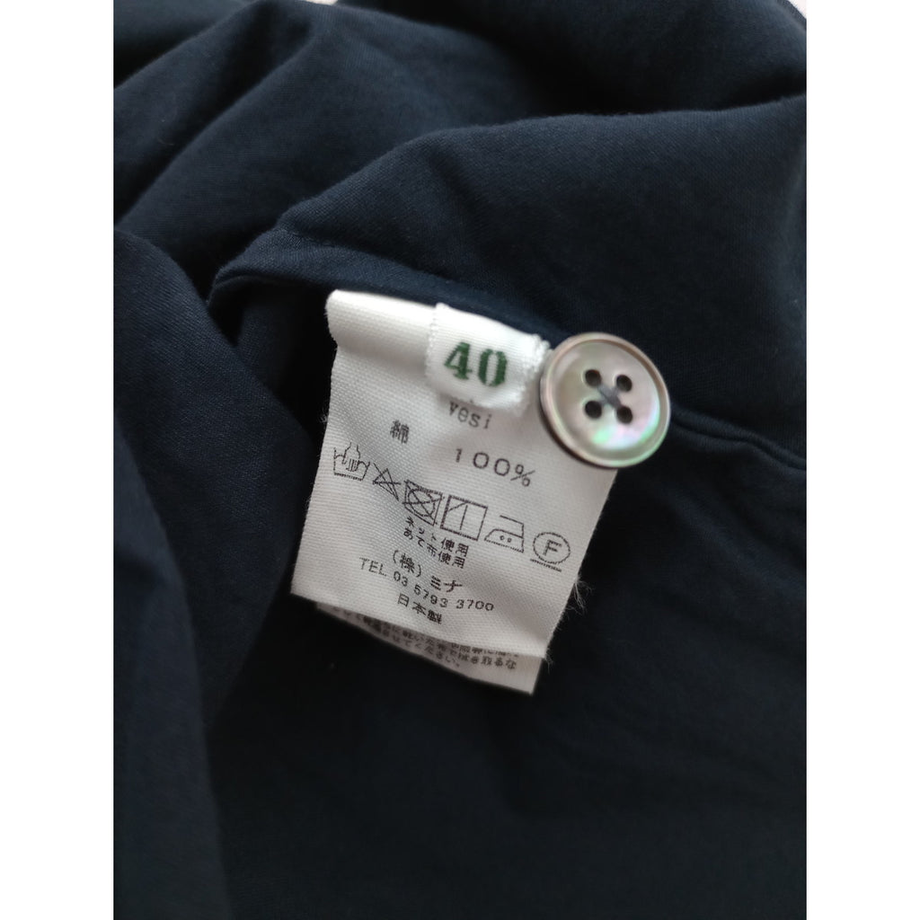 mina perhonen ミナペルホネン vesi コットン 綿 100％ 長袖ブラウス トップス ネイビー40【中古】