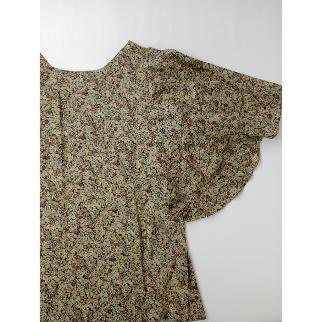 Cloth&Cross クロスアンドクロス 雅姫 LIBERTY  フリル ブラウス トップス 花柄 リバティ  アイボリー【中古】