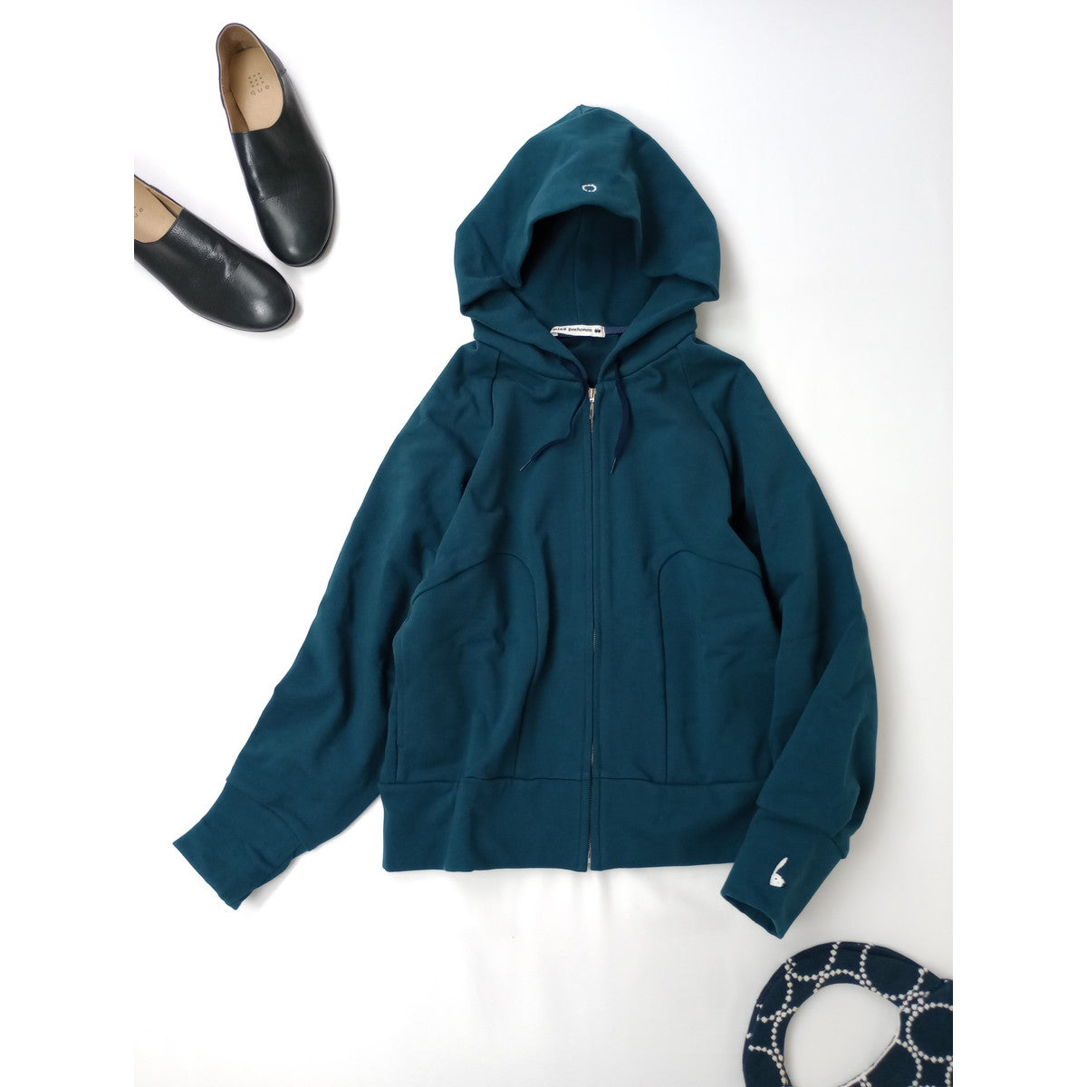 mina perhonen ミナペルホネン mousse ムース ジップパーカー グリーン  38【中古】