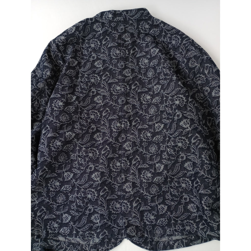 GRANDMA MAMA DAUGHTER グランマママドーター  花柄 スタンドカラー デニムジャケット パンツ セットアップ ネイビー 【中古】