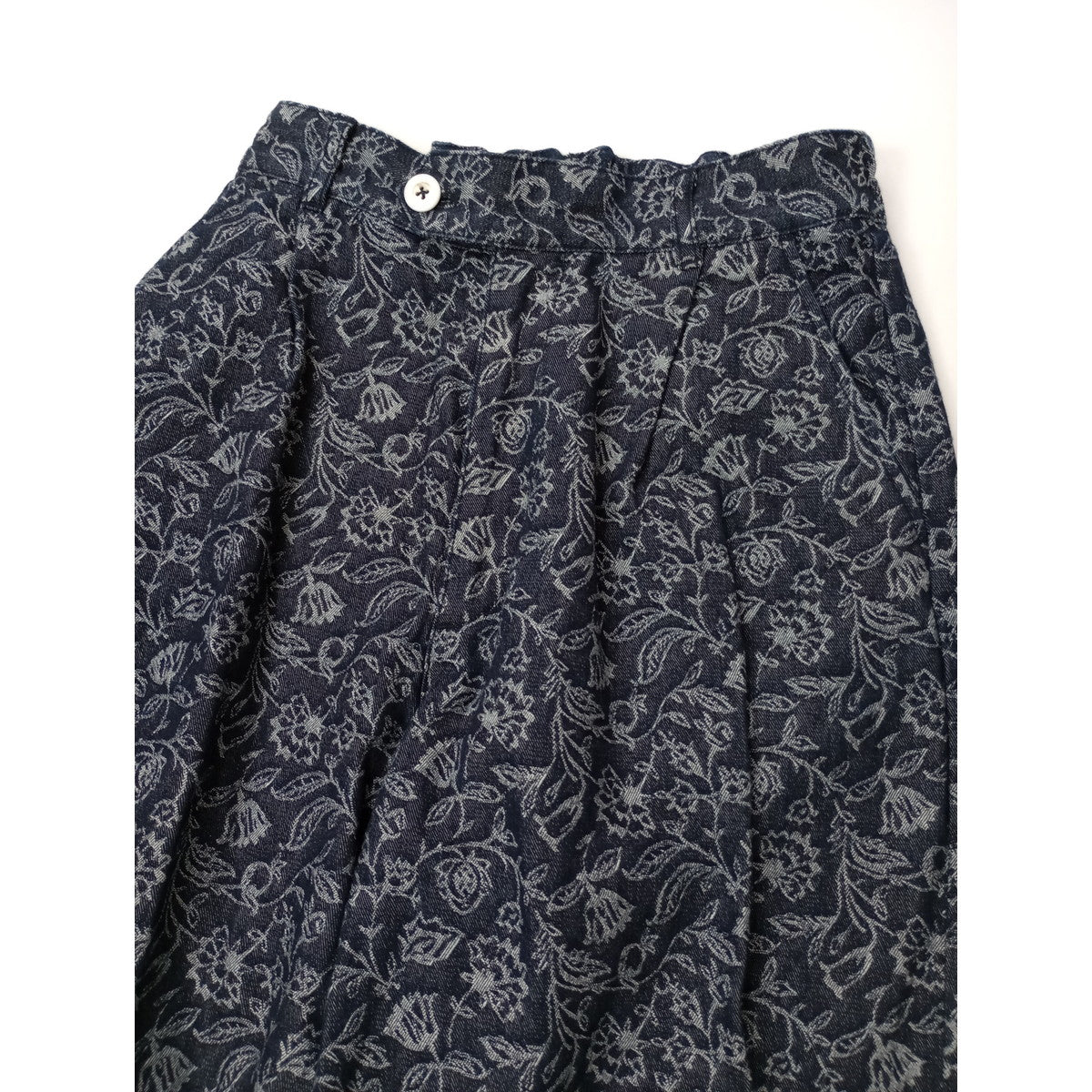 GRANDMA MAMA DAUGHTER グランマママドーター  花柄 スタンドカラー デニムジャケット パンツ セットアップ ネイビー 【中古】