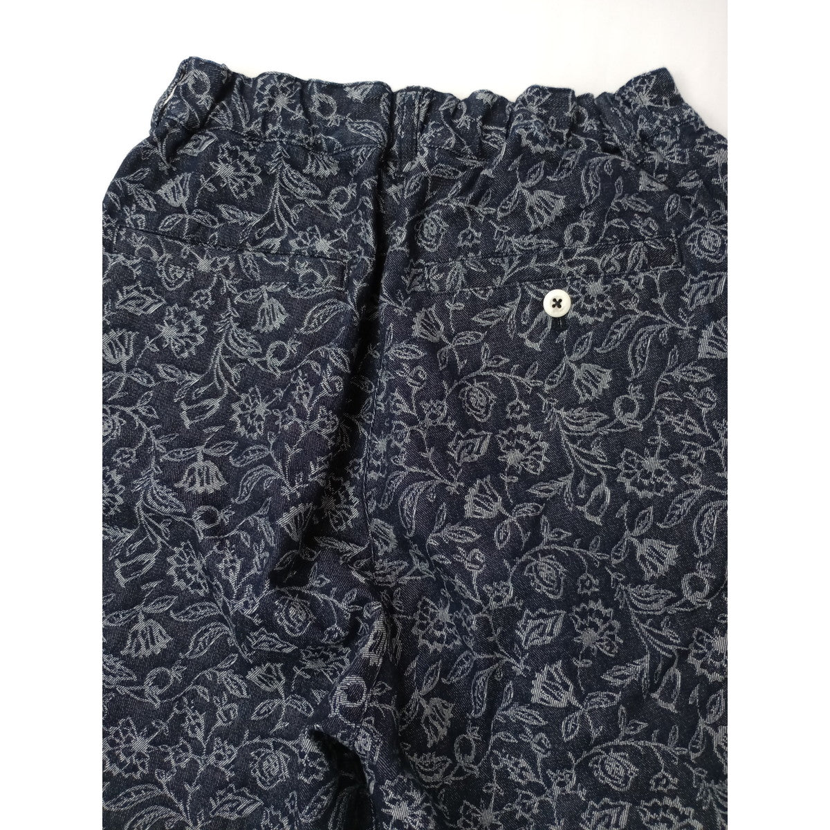 GRANDMA MAMA DAUGHTER グランマママドーター  花柄 スタンドカラー デニムジャケット パンツ セットアップ ネイビー 【中古】