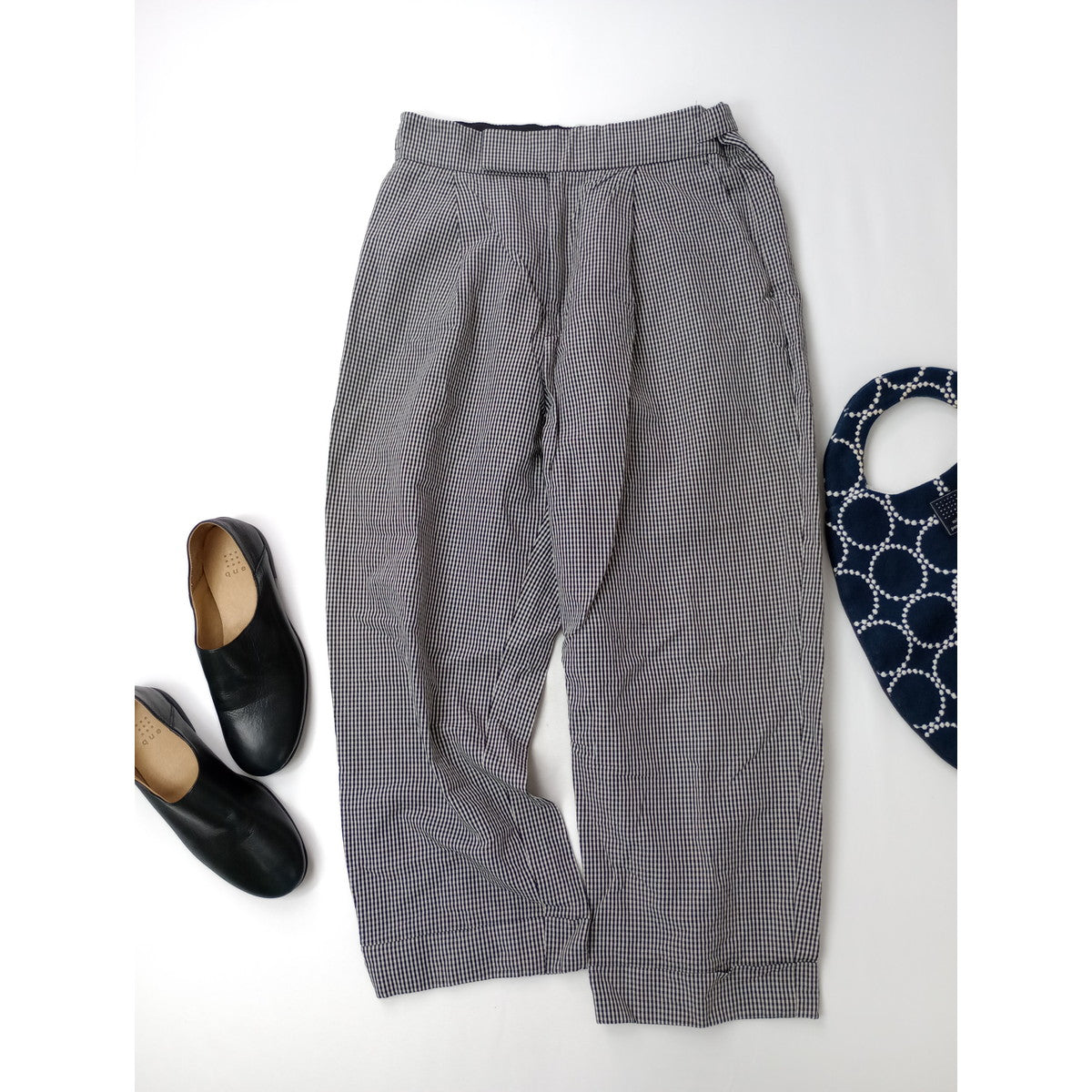 25SS  MARGARET HOWELL マーガレットハウエル COTTON LINEN GINGHAM ギンガムチェック パンツ  2【中古】