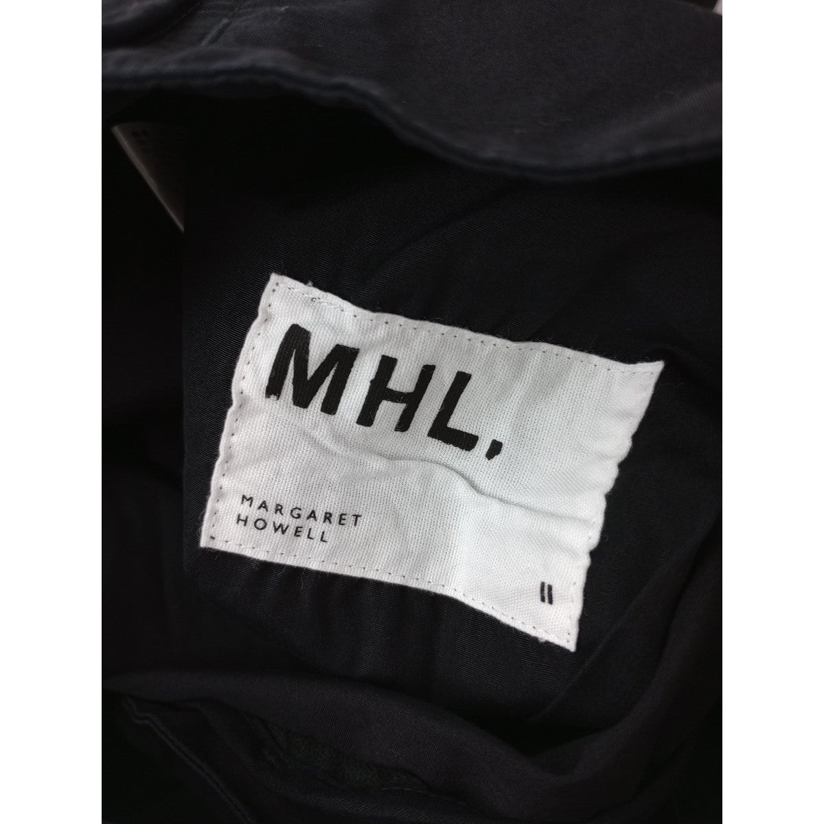 25SS MHL. エムエイチエル マーガレットハウエル FINE COMPACT COTTON POPLIN コットン 綿 100％ トラウザーズ パンツ  黒 ブラック 2 【中古】