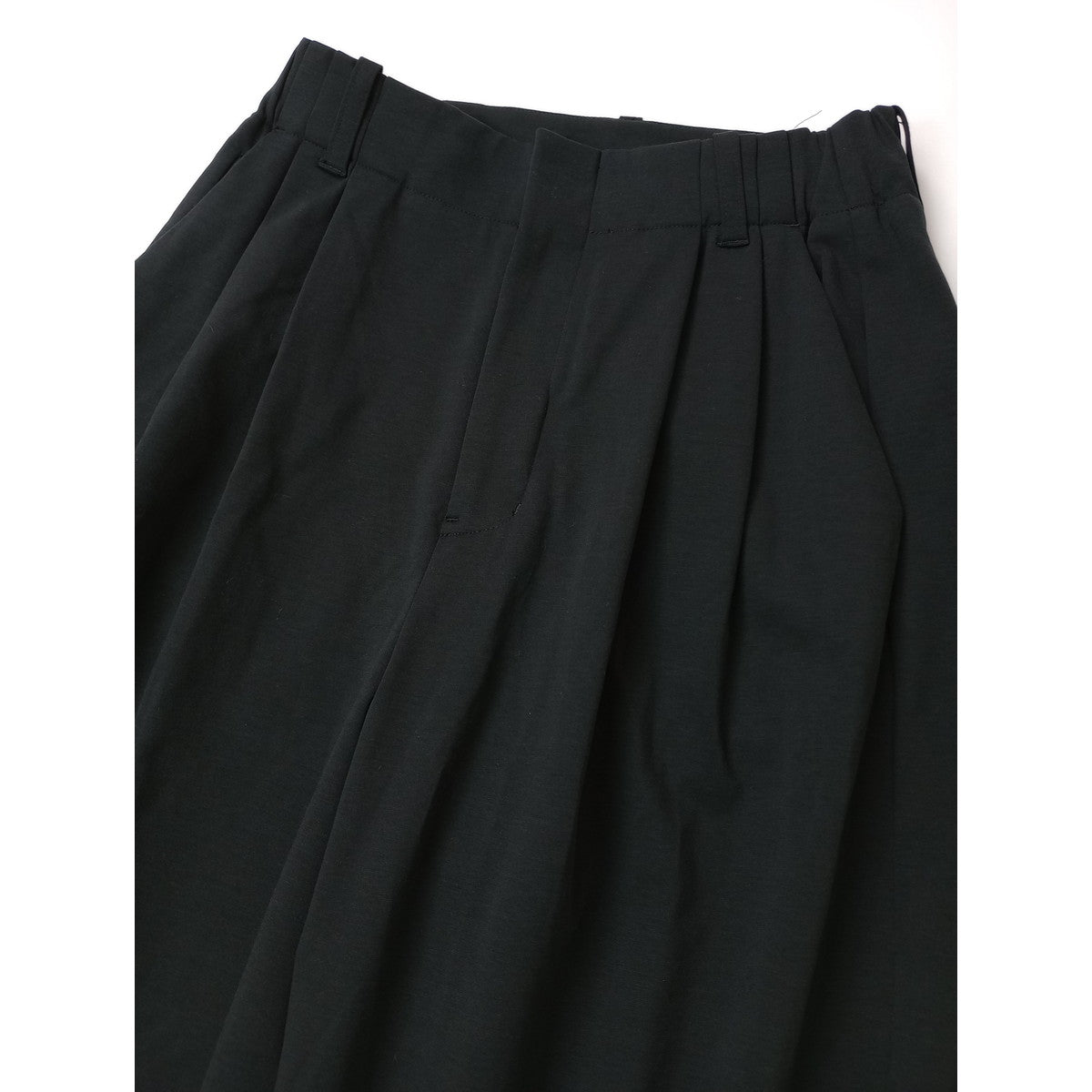 25SS  HUMAN WOMAN × 福田麻琴 ヒューマンウーマン コットンナイロンポンチSTタックパンツ 黒 ブラック M  【中古】