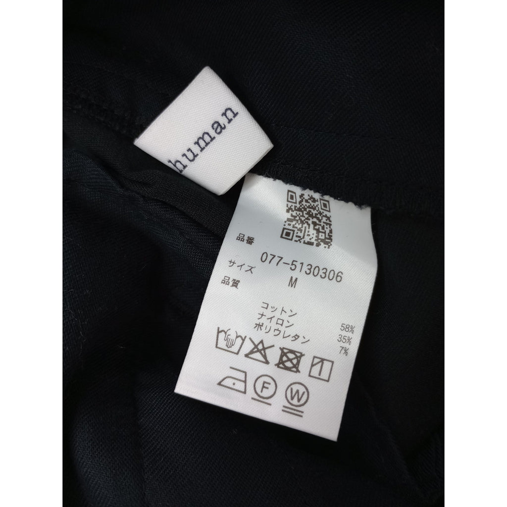 25SS  HUMAN WOMAN × 福田麻琴 ヒューマンウーマン コットンナイロンポンチSTタックパンツ 黒 ブラック M  【中古】