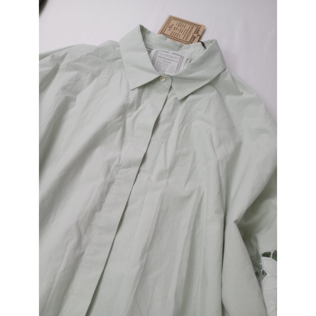 25SS 新品 BEARDSLEY ビアズリー 袖 レース 長袖  シャツ トップス   ライムグリーン 【中古】