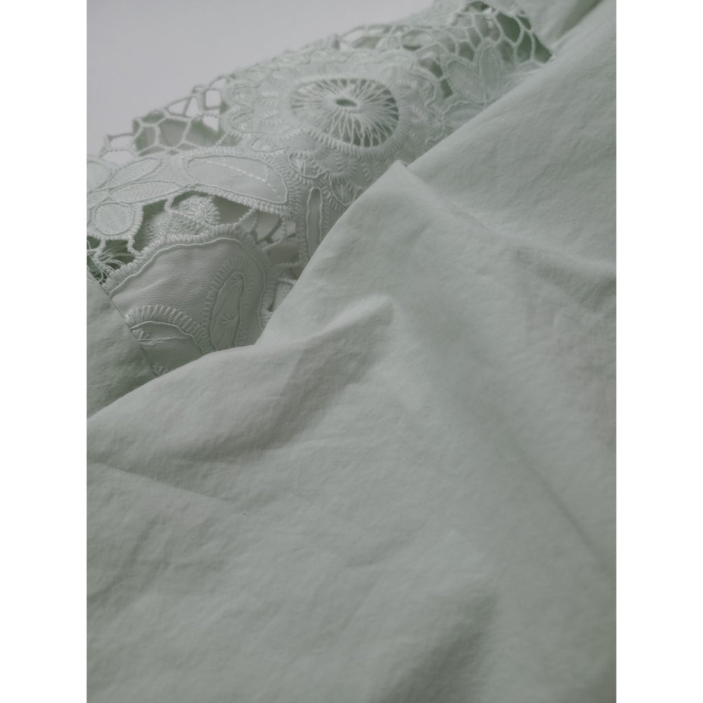 25SS 新品 BEARDSLEY ビアズリー 袖 レース 長袖  シャツ トップス   ライムグリーン 【中古】