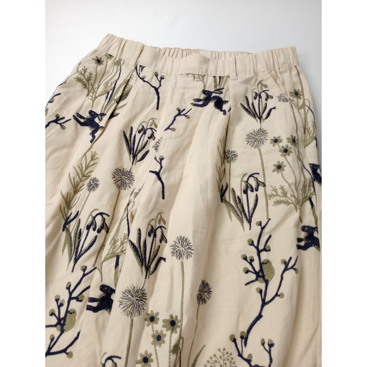 marble sud  マーブル シュッド  刺繍 ワイドパンツ  ライトベージュ 【中古】