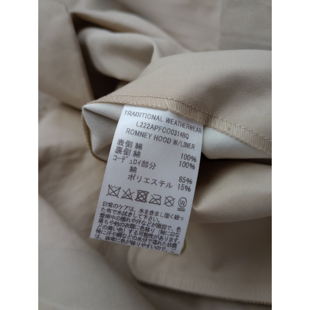 Traditional Weatherwear トラディショナルウェザーウェア ROMNEY HOOD WITH LINER ロムニーフード ウィズライナー ベージュ 34  (2M＋2067)【中古】