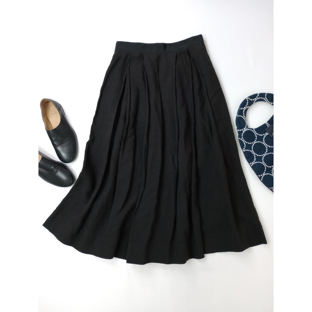 MARGARET HOWELL マーガレットハウエル LIGHT LINEN SKIRT リネン 麻 100％ スカート 黒 ブラック 1【中古】