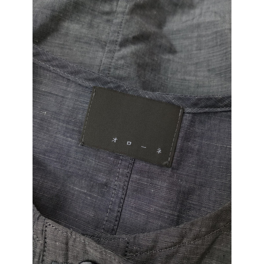 オローネ  ノーカラー  シャツ  コットン リネン トップス   グレー 【中古】