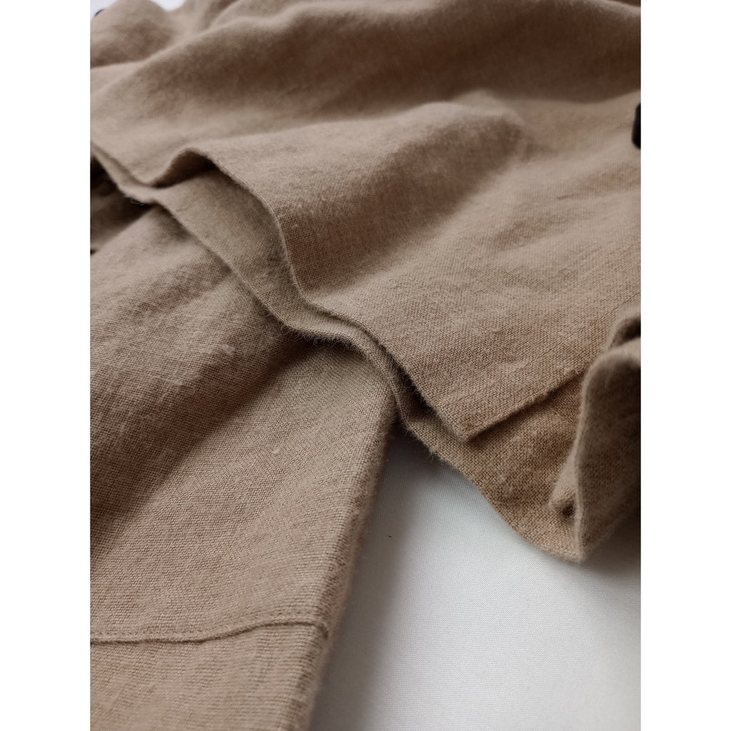 MAGALI マガリ リネン 麻 100％ ノーカラー ブラウス  ロングスカート  ベージュ 黒 ブラック 【中古】