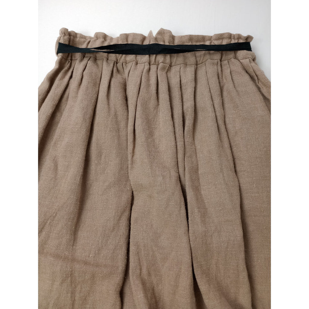 MAGALI マガリ リネン 麻 100％ ノーカラー ブラウス  ロングスカート  ベージュ 黒 ブラック 【中古】