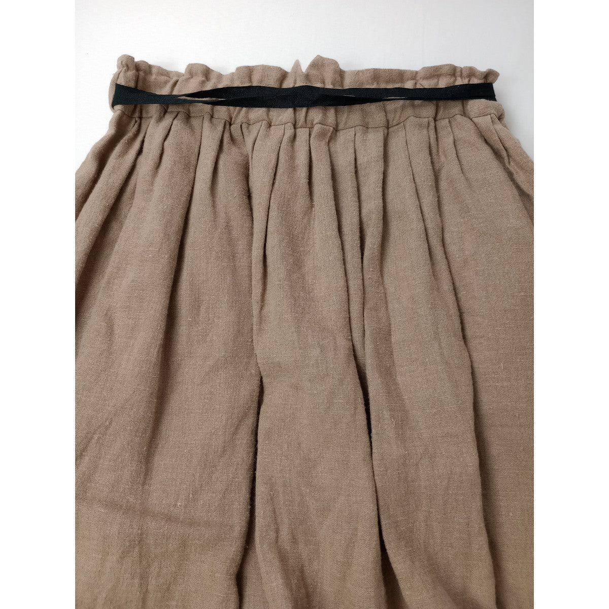 MAGALI マガリ リネン 麻 100％ ノーカラー ブラウス  ロングスカート  ベージュ 黒 ブラック 【中古】