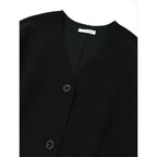 YONFA ヨンファ クーコーVネックルーズカーディガン ノーカラー ジャケット 黒 ブラック 【中古】