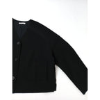 YONFA ヨンファ クーコーVネックルーズカーディガン ノーカラー ジャケット 黒 ブラック 【中古】