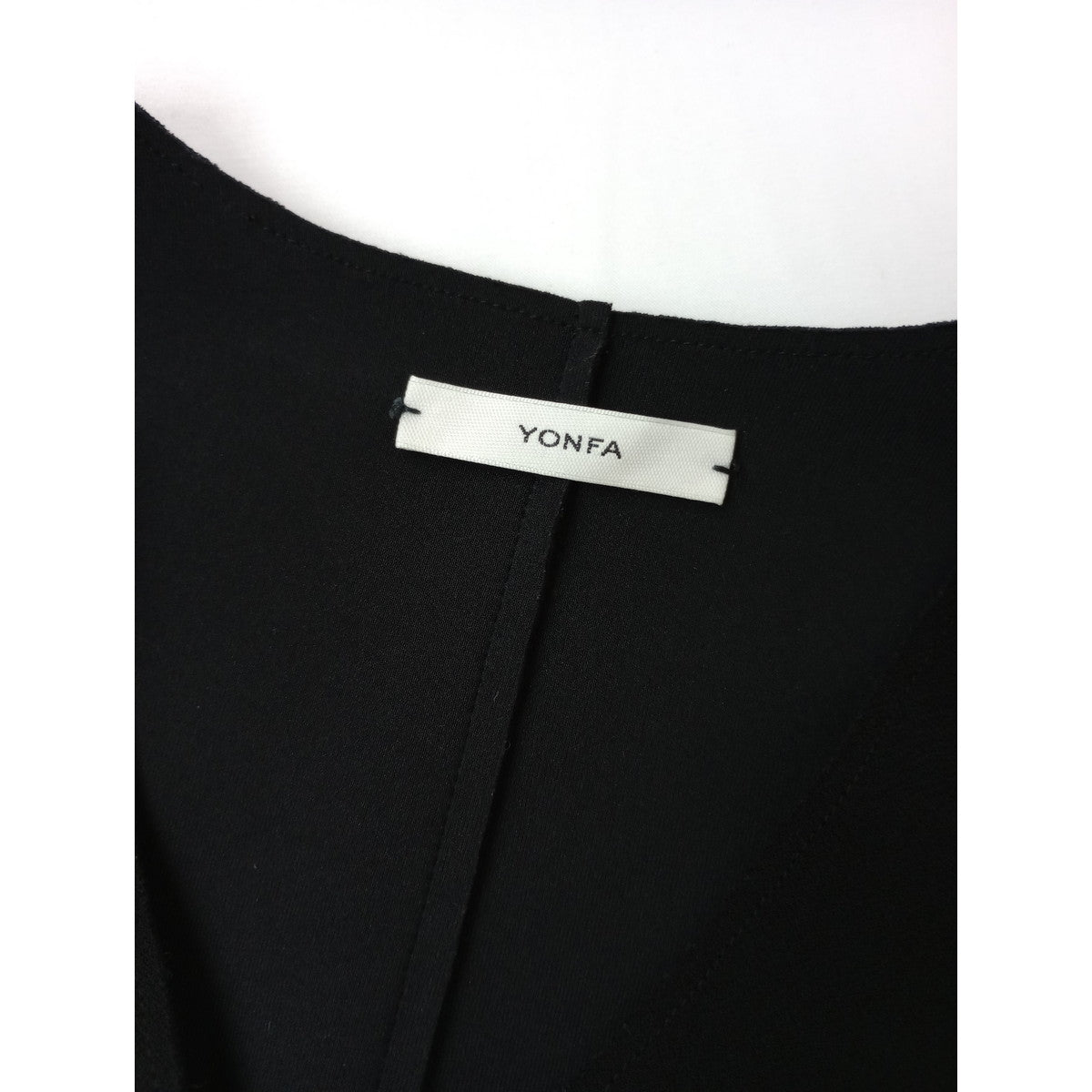 YONFA ヨンファ クーコーVネックルーズカーディガン ノーカラー ジャケット 黒 ブラック 【中古】