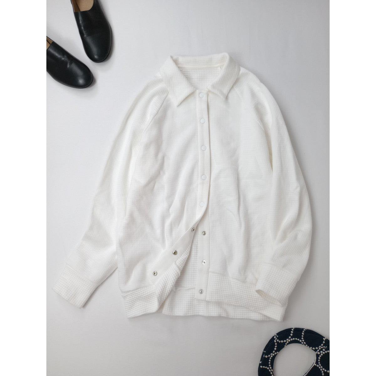 cccmalie シーマリー ワッフルブルゾン シャツ ジャケット  白  【中古】