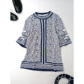 Mame Kurogouchi マメ クロゴウチ Landscape Graphic Sheer Knitted Crew Neck Top トップス  伊勢丹新宿別注  ネイビー 白 【中古】