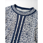 Mame Kurogouchi マメ クロゴウチ Landscape Graphic Sheer Knitted Crew Neck Top トップス  伊勢丹新宿別注  ネイビー 白 【中古】
