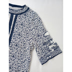 Mame Kurogouchi マメ クロゴウチ Landscape Graphic Sheer Knitted Crew Neck Top トップス  伊勢丹新宿別注  ネイビー 白 【中古】