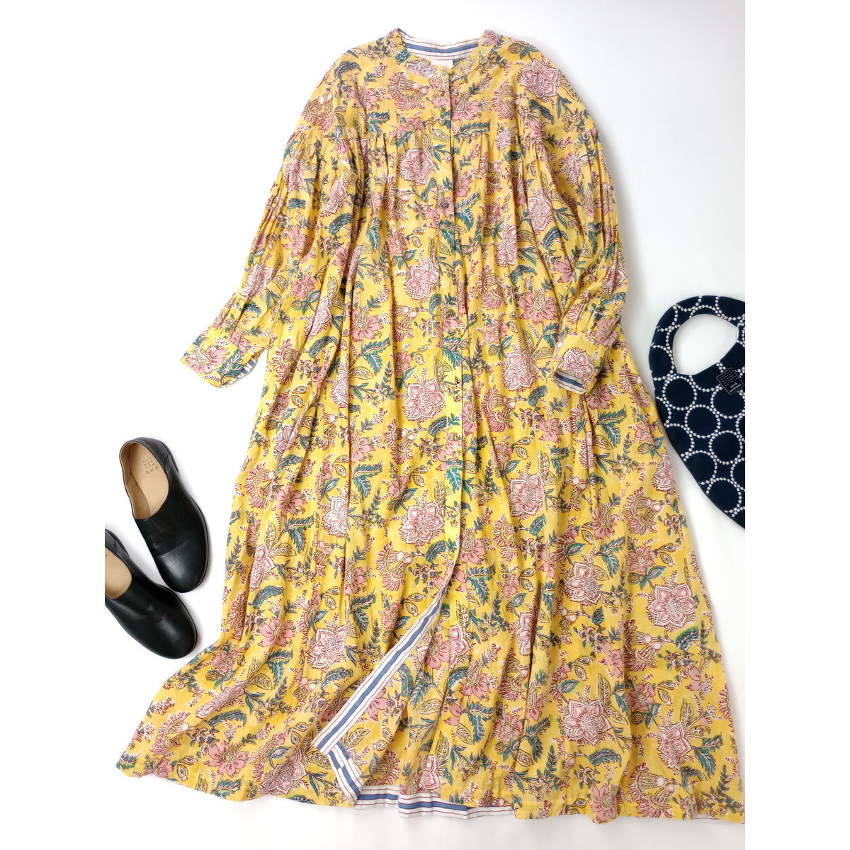 muni ムニ インド ロングワンピース ドレス  イエロー 【中古】