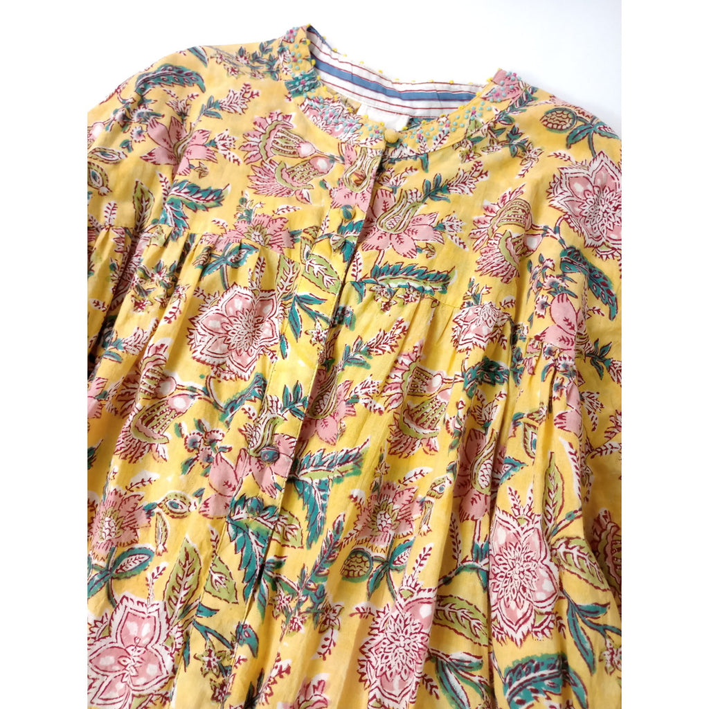 muni ムニ インド ロングワンピース ドレス  イエロー 【中古】