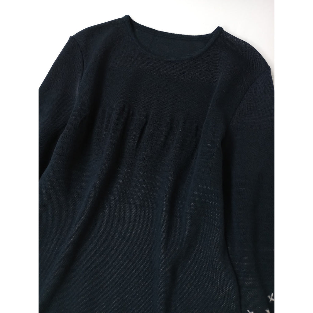 Mame Kurogouchi マメ クロゴウチ Crane Pattern Jacquard Knitted Dress white ニット ドレス ロング ワンピース 黒 ブラック ネイビー 2 【中古】