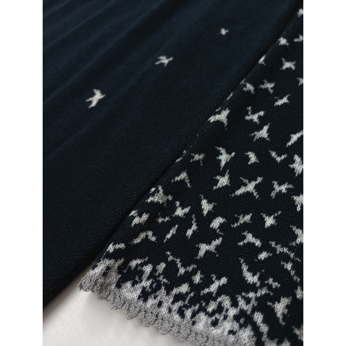 Mame Kurogouchi マメ クロゴウチ Crane Pattern Jacquard Knitted Dress white ニット ドレス ロング ワンピース 黒 ブラック ネイビー 2 【中古】