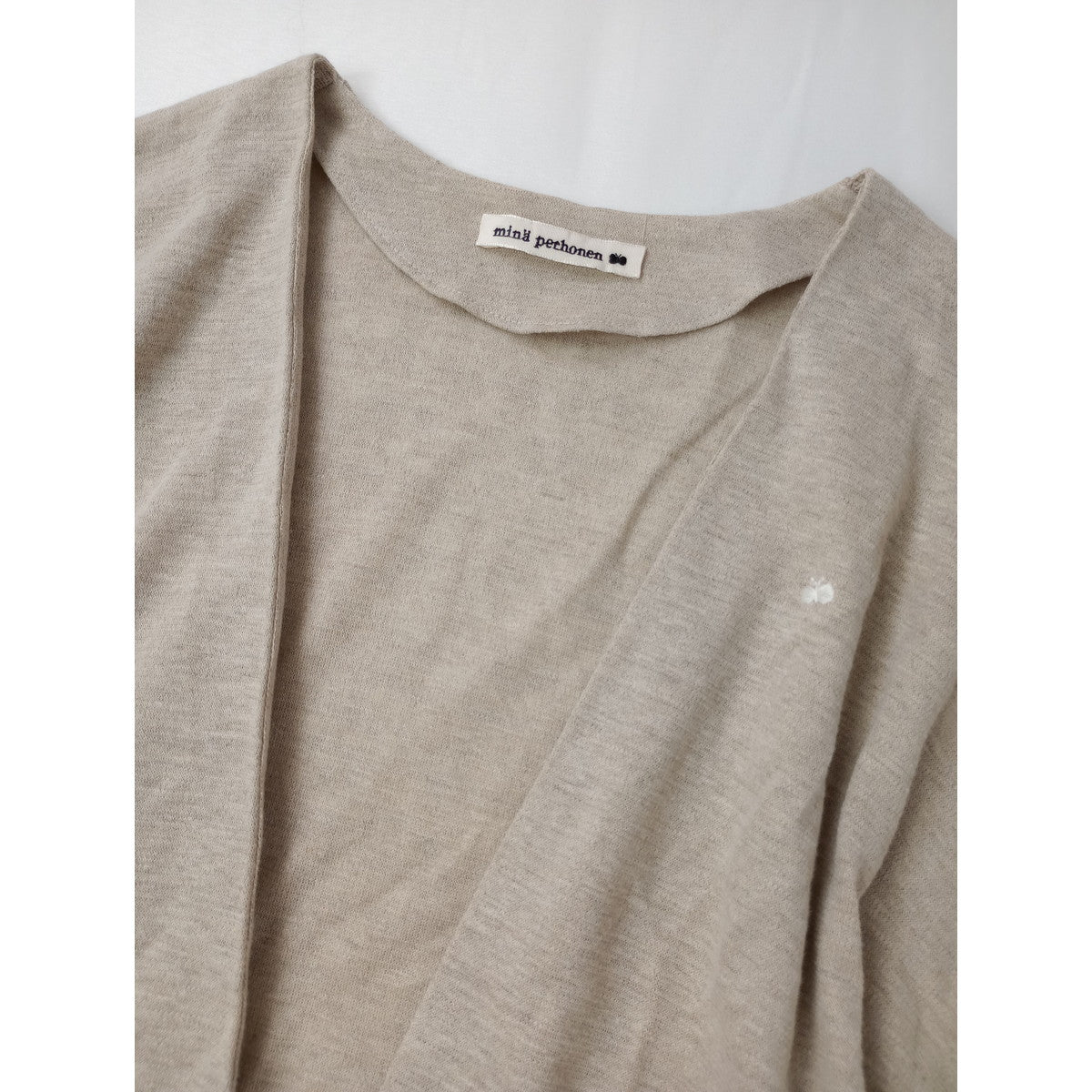 mina perhonen ミナペルホネン dune リネン 麻 100％ ニット カーディガン ベージュ 36  【中古】