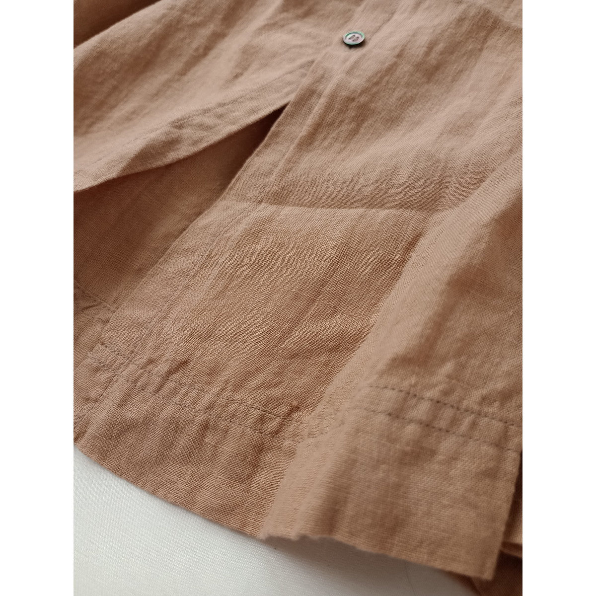 ichi Antiquites イチアンティークス カラーリネンドレス ロング シャツワンピース 麻100％ ピンク【中古】